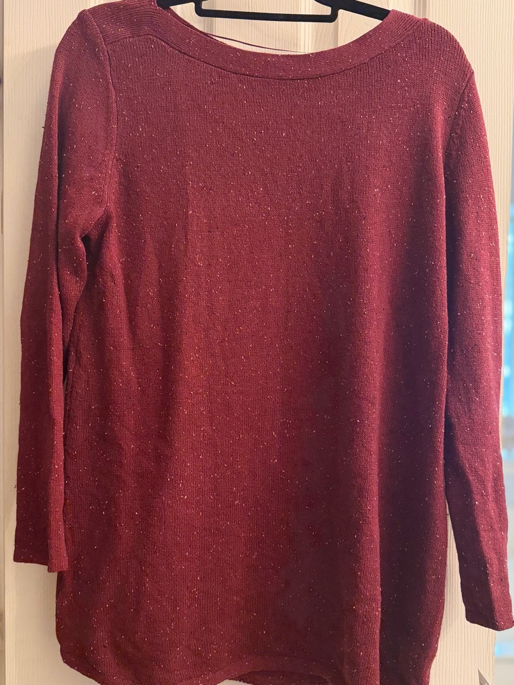 Karen Scott Burgundy Sparkle Crew Neck Sweater